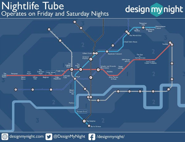 late night tube map for bars in london