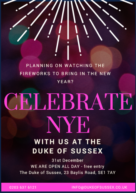 NYE at THE DUKE OF SUSSEX | Waterloo, London New Years Eve Party Reviews | DesignMyNight