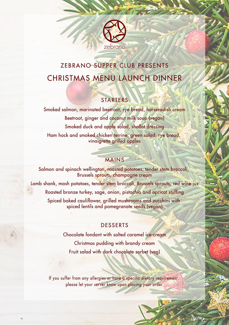 Christmas Menu Launch Dinner Carnaby zebrano Carnaby Zebrano London DesignMyNight