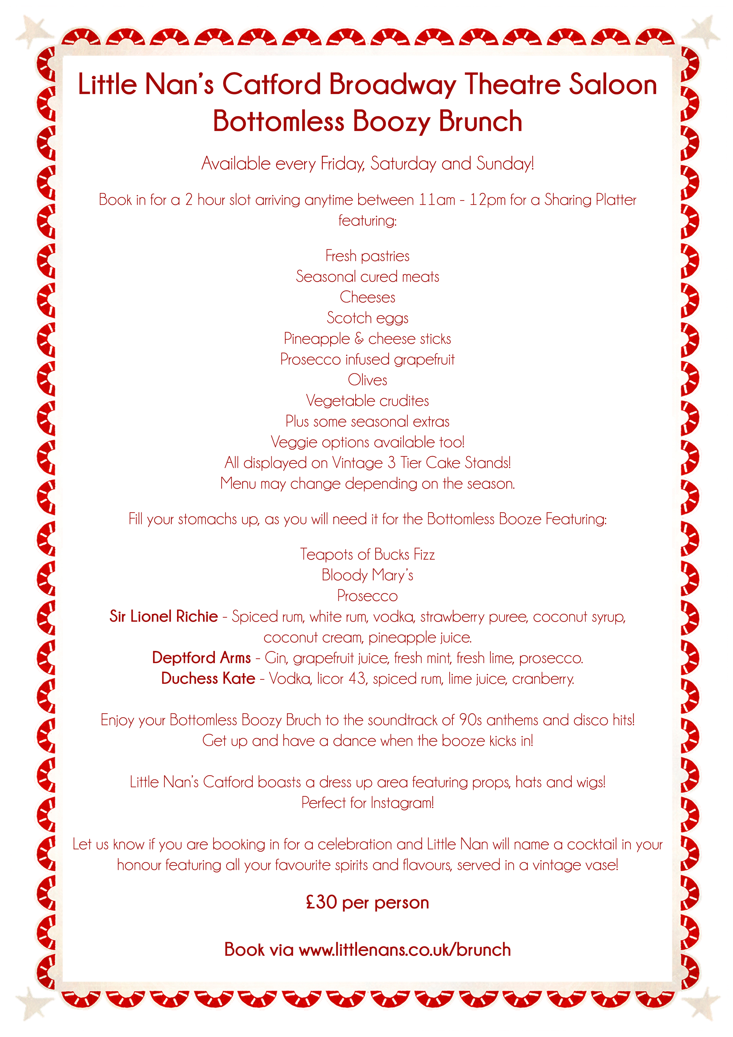 Little Nan's Catford Bottomless Boozy Brunch Catford, London Food