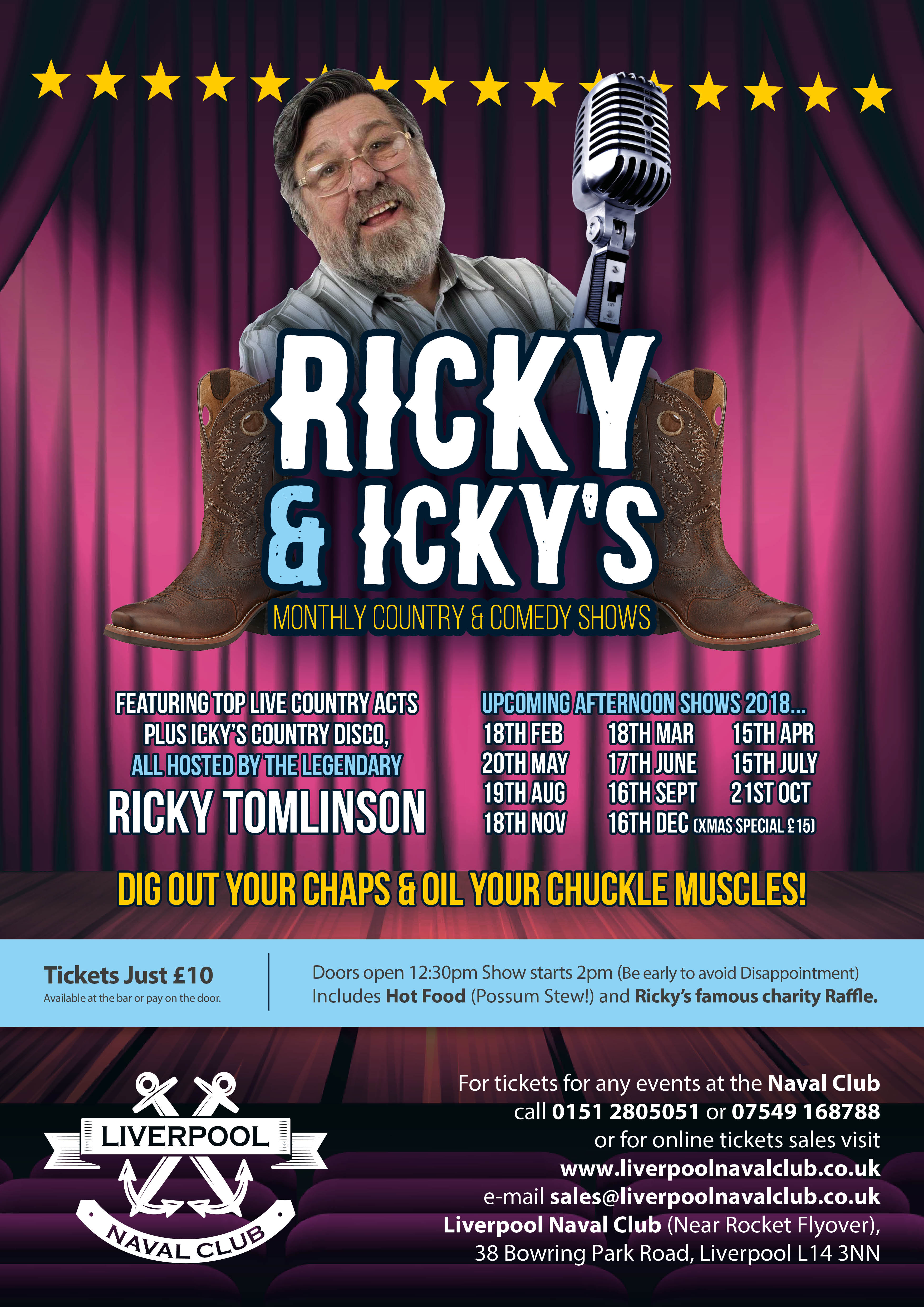 Ricky Tomlinson - Ricky & Icky's Monthly Country and Comedy Shows ...