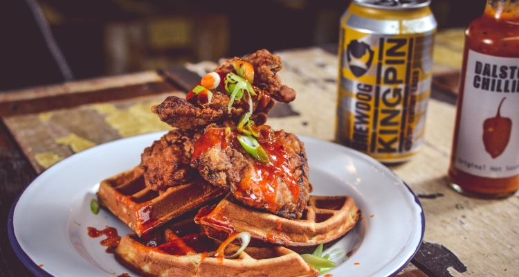 BrewDog Brunch Chicken and Waffles London