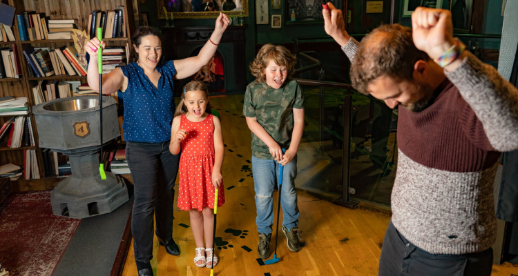 Family playing Hole In Wand in York.