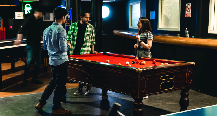 Pool table at Shuffleboard Bar Dublin.