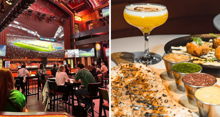 Collage of the sports bar and food at The Camden Dublin.