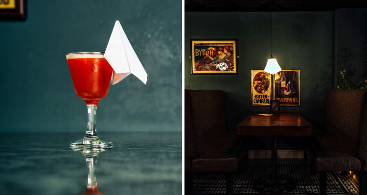 Collage of a cocktail and a booth at The Tippling House Aberdeen.