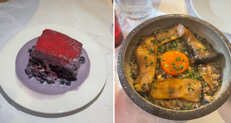 The ube tiramisu and mushroom rice from Belly. 
