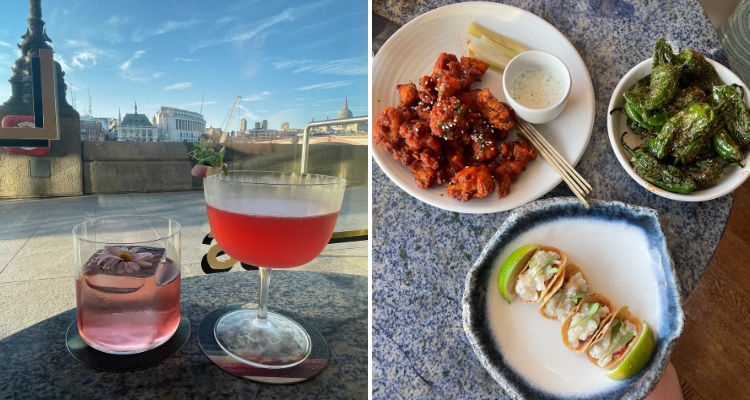 Lyaness drinks by the window and a selection of bar nibbles.