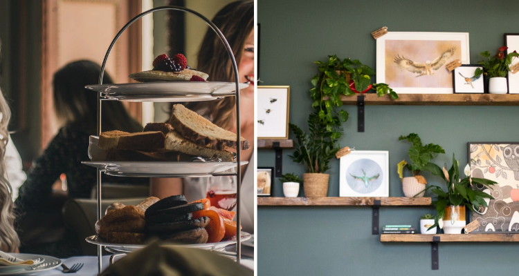 The Orangery Cafe brunch platter and interiors. 