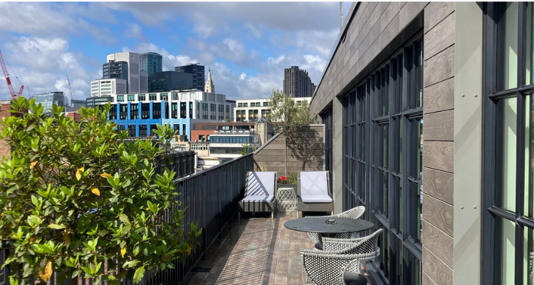 The Balcony At The Virgin Hotel Shoreditch.