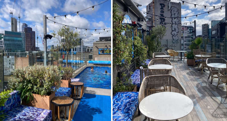 The Rooftop Pool And Restaurant At Virgin Hotel Shoreditch.
