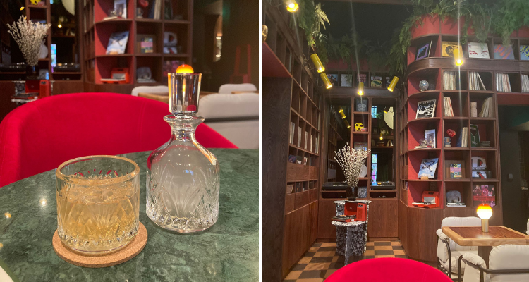 The Decanter Cocktail And The Interiors Of Hidden Grooves At The Virgin Hotel.