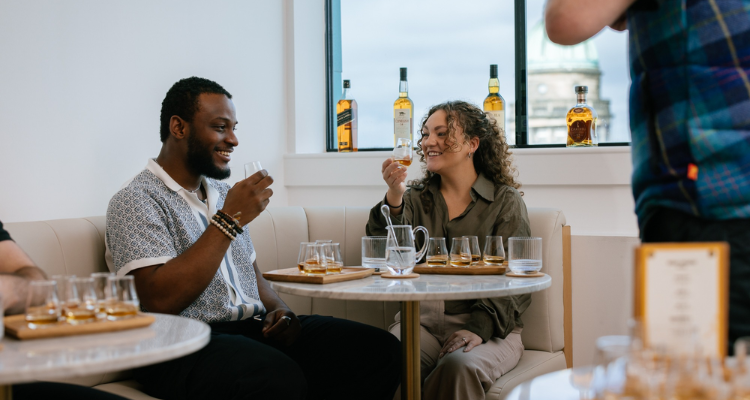 Whisky tasting at Johnnie Walker rooftop bar Edinburgh.