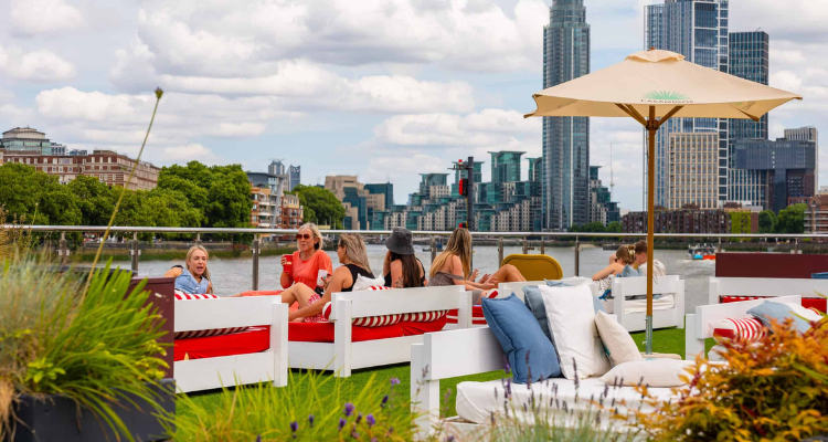 ArcadeX Pop-Up At Battersea Overlooking London Landmarks.