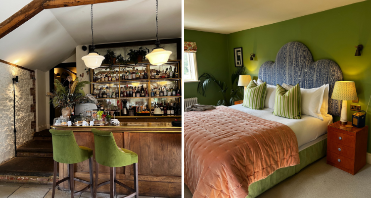 The bar at Boys Hall and De Bois hotel room.