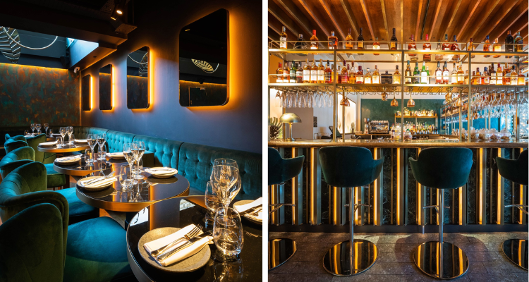 Dining room at Farzi Cafe London.
