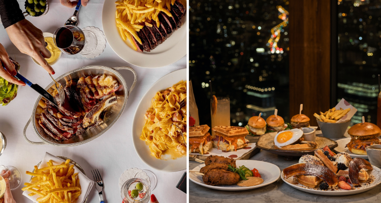 One Club Row food and Duck and Waffle views.