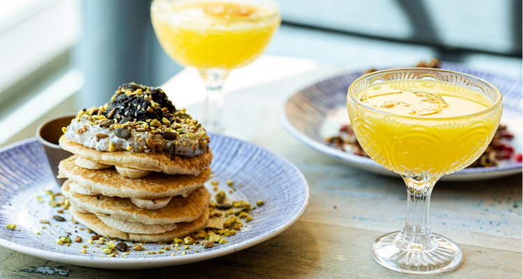 Pancakes and cocktails at Megan's bottomless brunch.