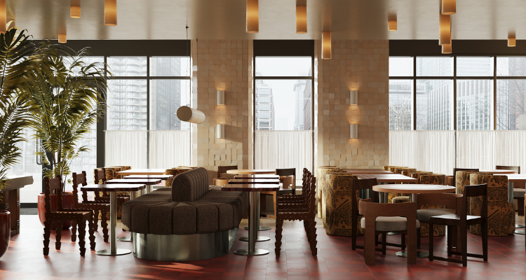 Interiors of Nora in Canary Wharf.