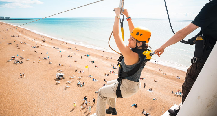 The beginning of the zipwire at The Brighton Zip.