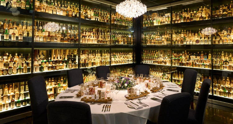 Tasting setup at The Scotch Whisky Experience Edinburgh.
