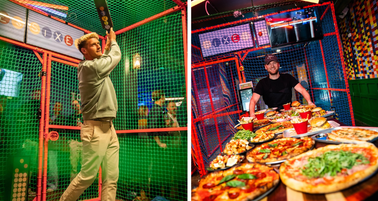 Batting cages and pizza at Sixes Guildford.