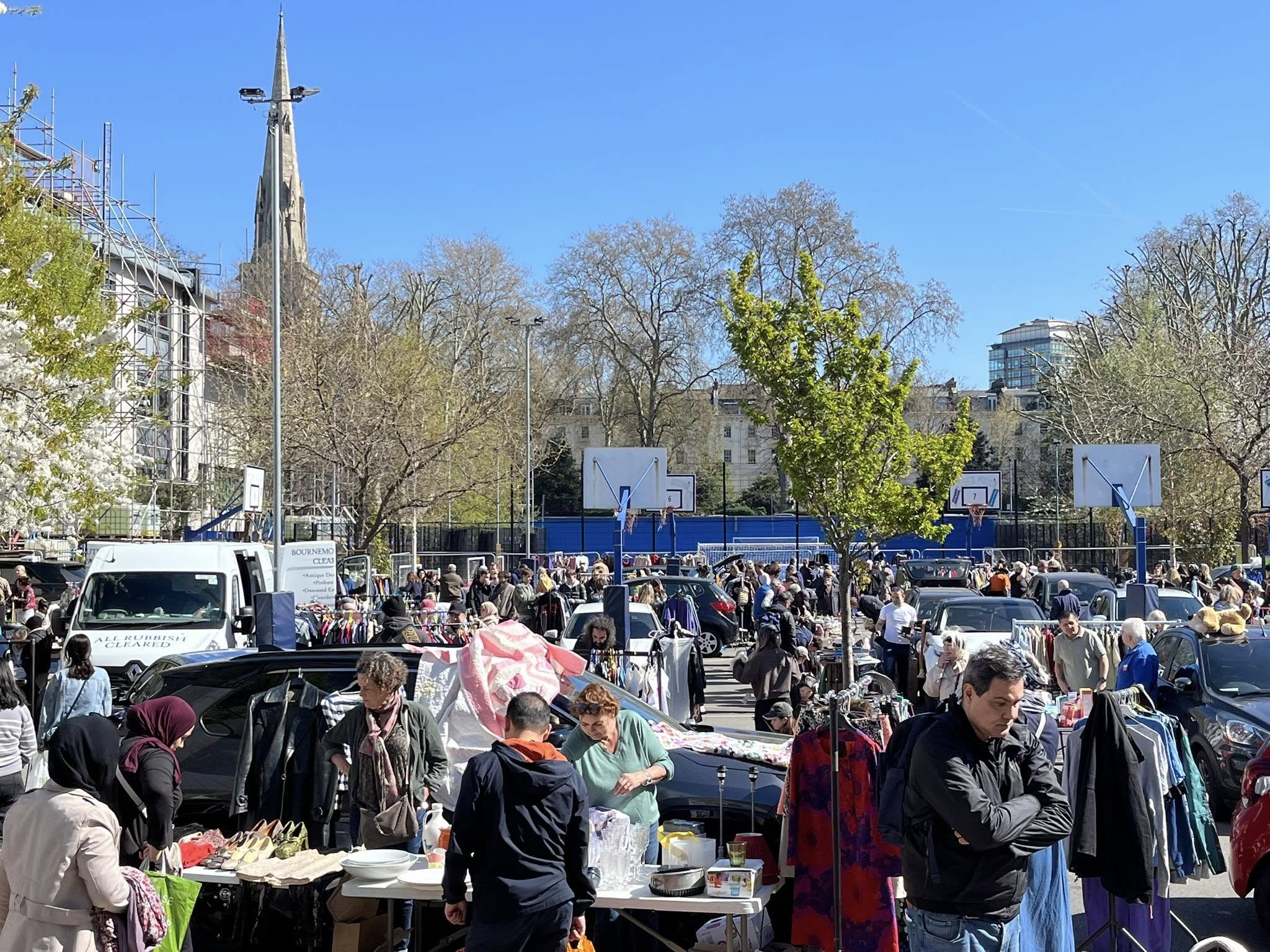 capital car boot sale in pimlico on a sunny day