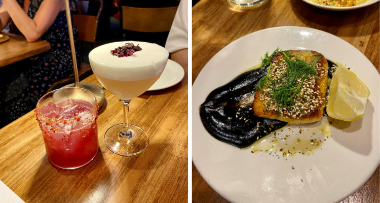 cocktails and halloumi dish at Arabica London.