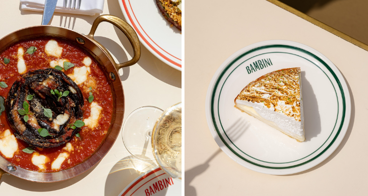 Collage of a main and dessert at Il Bambini Club London.