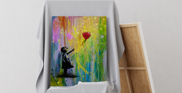 Paint A Pic: Girl with heart balloon