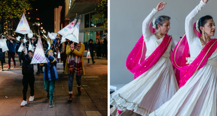 Collage of events at Diwali on the Peninsula.