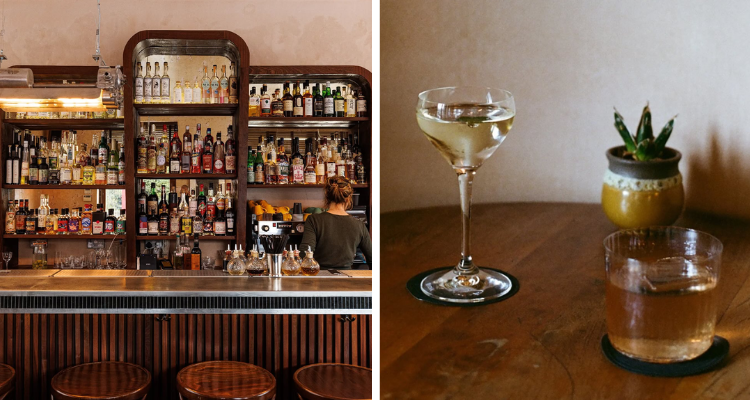 Collage of the bar and drinks at Equal Parts London.