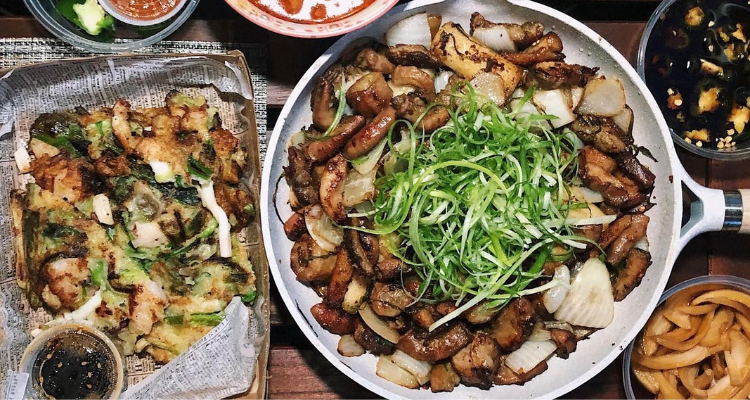 Food at Gopchang Story BBQ.