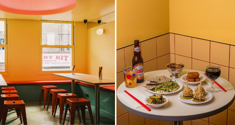 Lai Rai interiors in Peckham and food on the table.