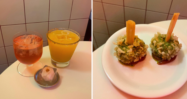 Cocktails and prawn lollipops from Lai Rai.