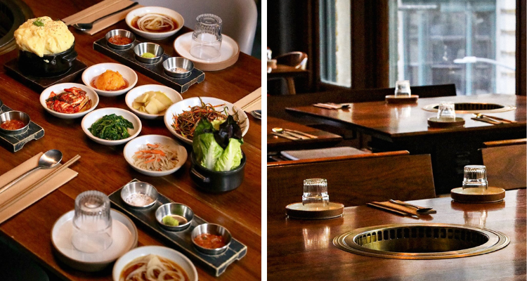 Collage of the food and interiors at Nubiani NYC.