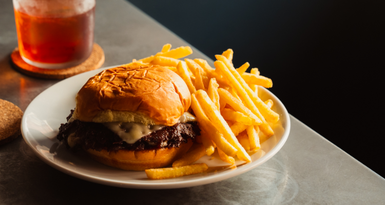 The burger and French fries from Chuck's at No.23 in London.