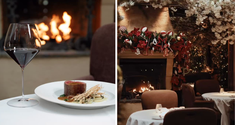 Interiors and food at Clos Maggiore London.