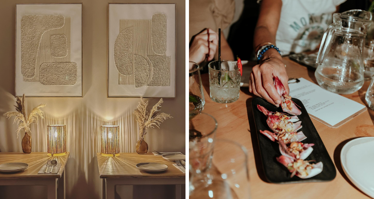 Collage of the interiors and food at Namo Brighton.