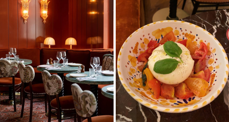 The interiors and a starter at Il Bambini Club London.