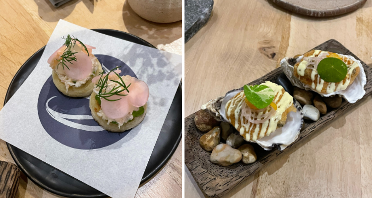 Crab crumpets and fried oysters from Mare By Rafael Cagali.