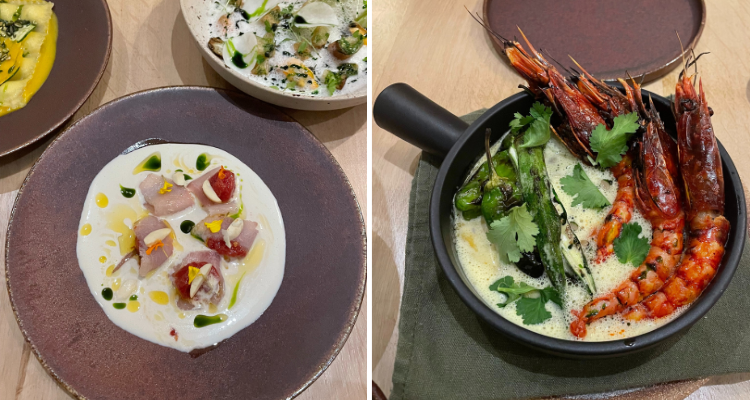 The hamachi crudo and the prawns from Mare By Rafael Cagali.