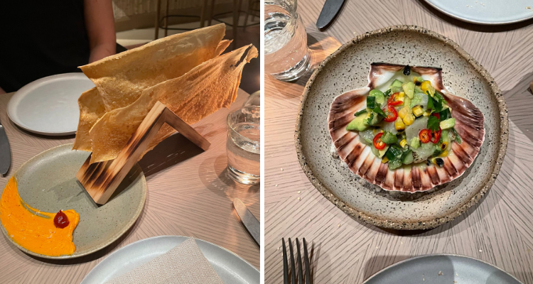 Scallop and lavash from Nela in London.