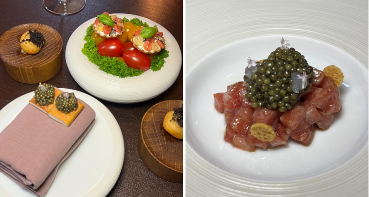 Selection of Canapes and Tuna Otoro at The Cocochne Mayfair.