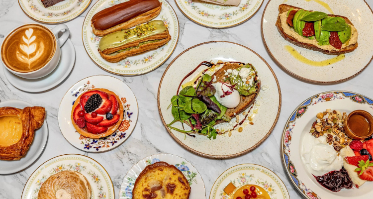 Selection of cakes and patisseries at Boulangerie Jade.