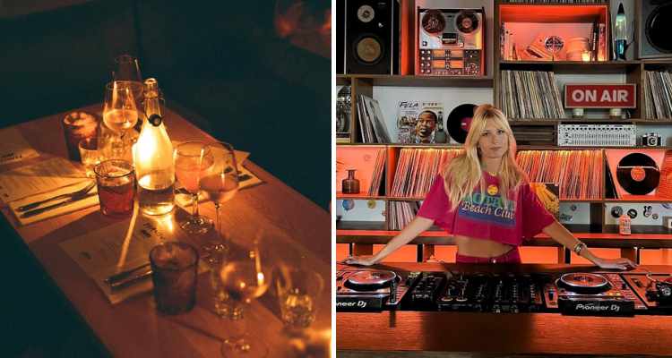 Set table and a DJ at Hausu in South East London.