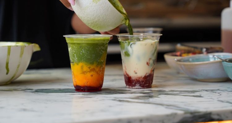 Two drinks from How Matcha.