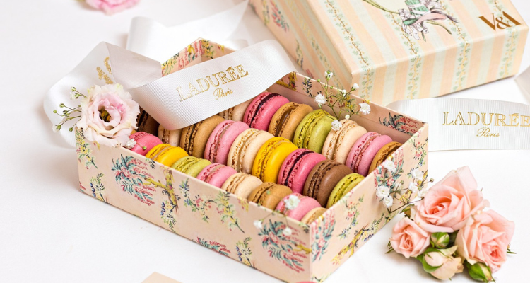 Macarons in a gift box from Laduree in London.
