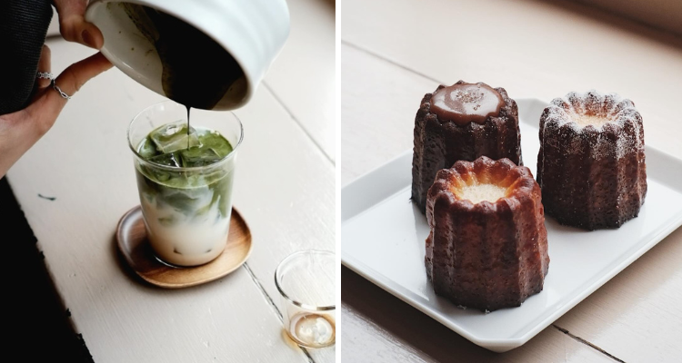 Rum cakes and a matcha from Nagare Coffee.