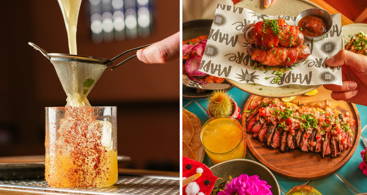 Tacos and margarita at Salon Madre.